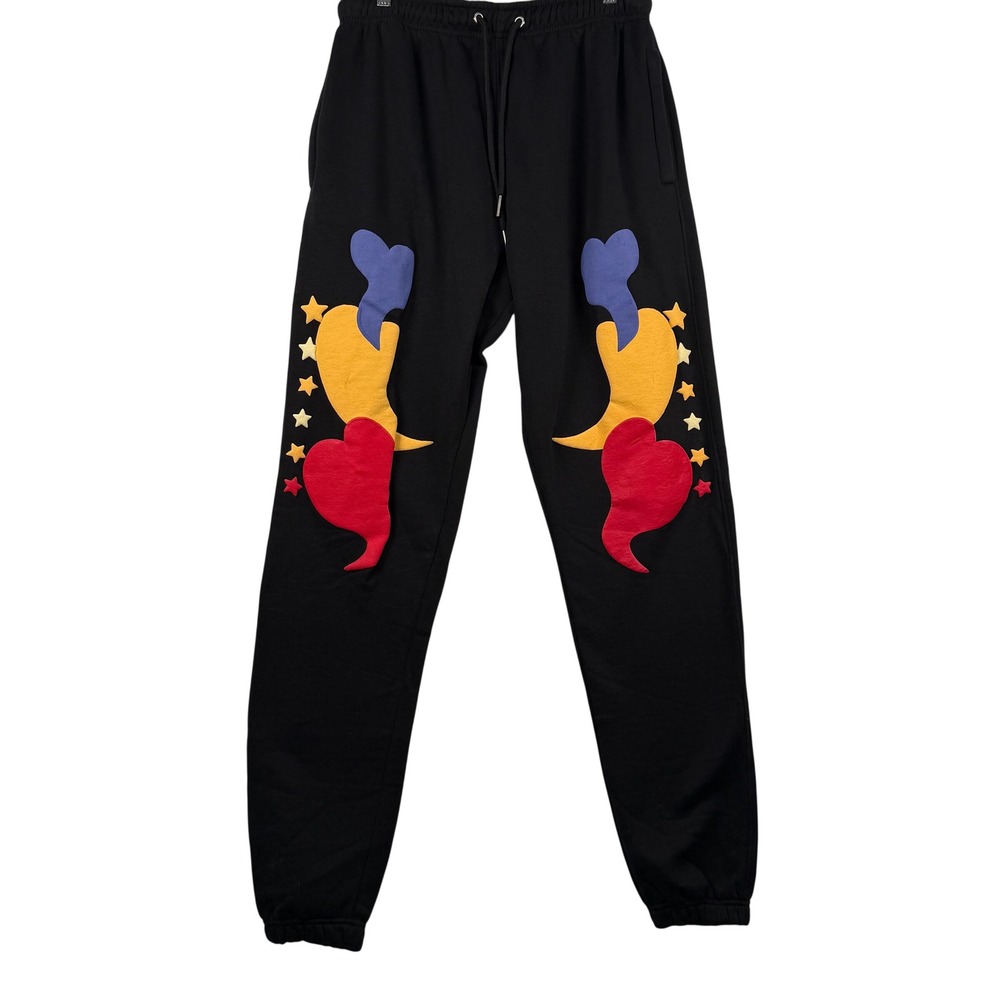 Dream Rich‎ XXL Sweatpants Black Abstract Art Applique Star Celestial Streetwear